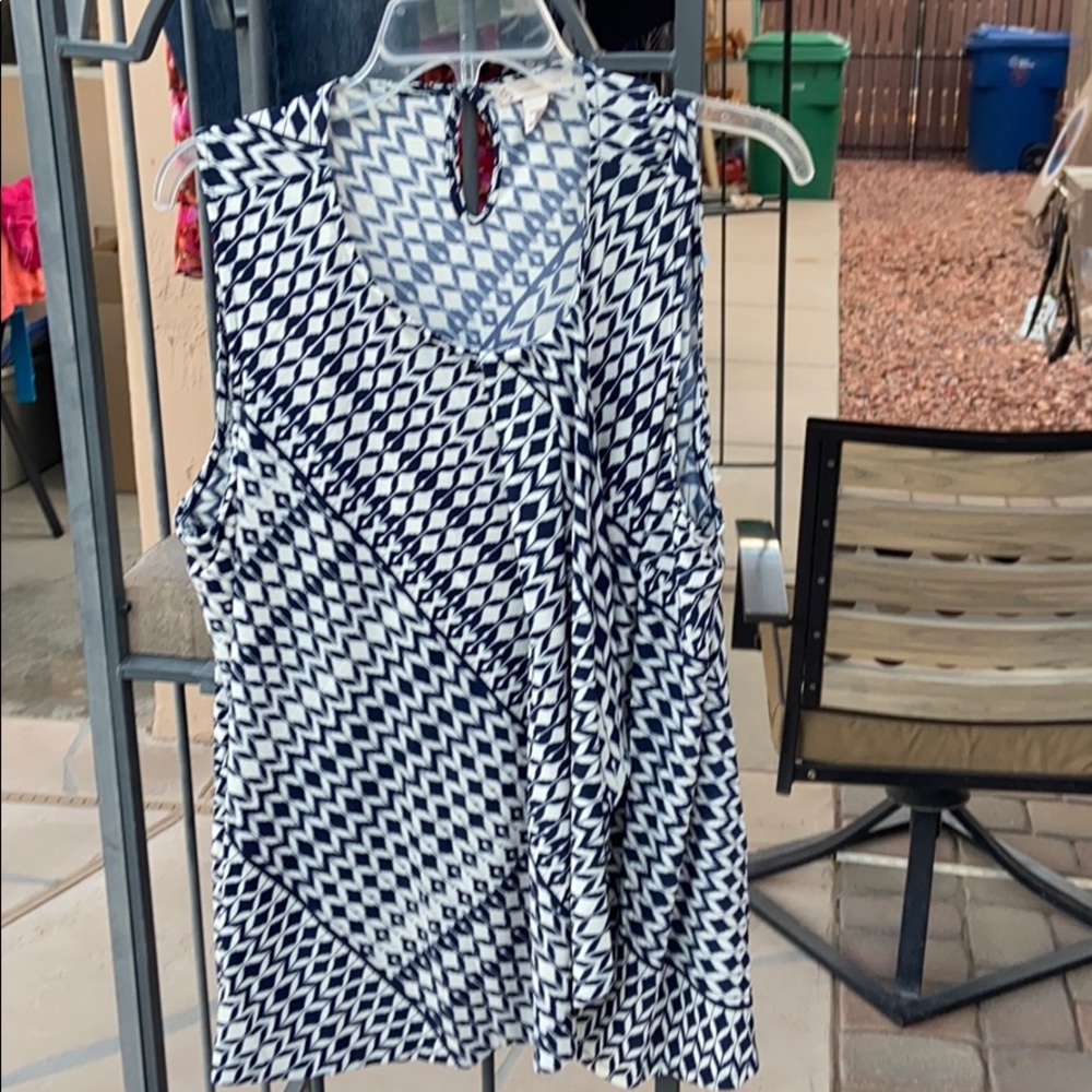 Blue and cream blouse dressbarn